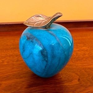 MCM Blue Stone Apple with Brass Leaf and Stem